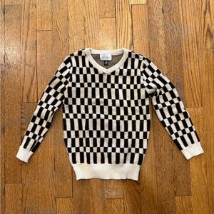 Checkerboard Knit Sweater in Black and Cream